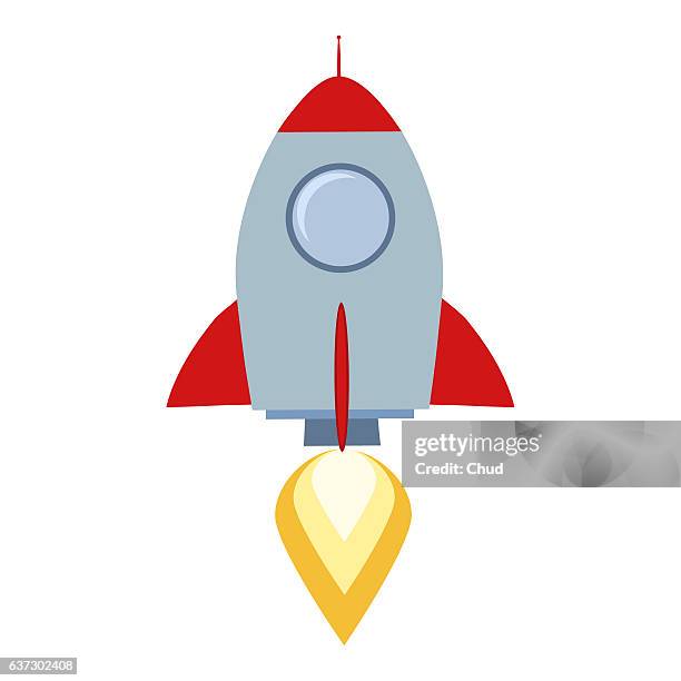 ilustraciones, imágenes clip art, dibujos animados e iconos de stock de rocket start up concept flat style - nave espacial