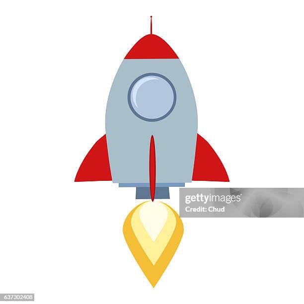 illustrazioni stock, clip art, cartoni animati e icone di tendenza di rocket start up concept flat style - missile