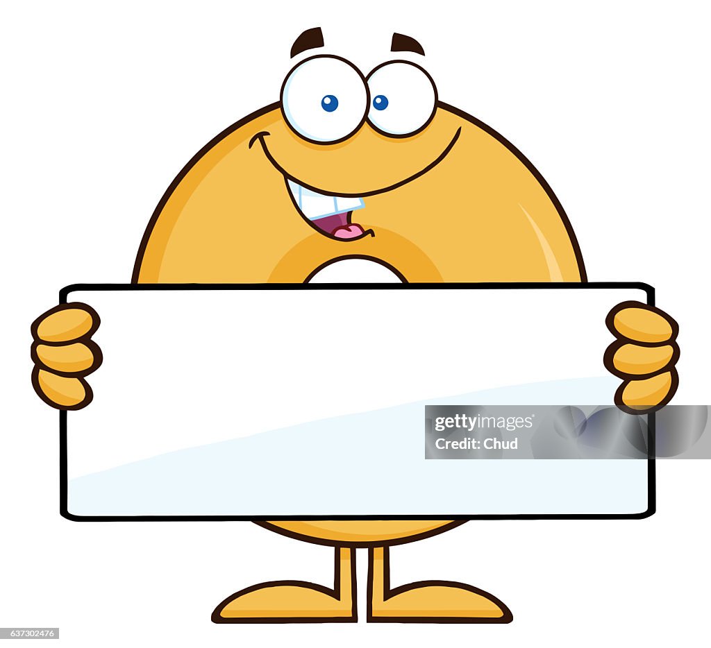 Donut Cartoon Character Holding A Blank Sign High-Res Vector Graphic -  Getty Images