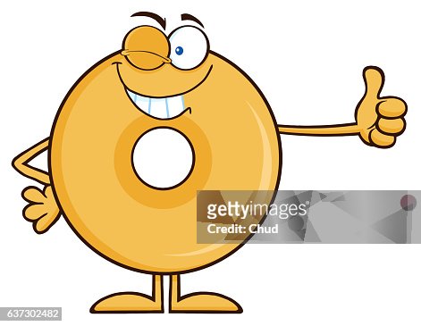 Winking Donut Cartoon Character Giving A Thumb Up High-Res Vector Graphic -  Getty Images