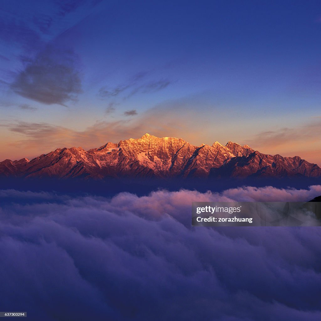 Snowcapped Mountain at Sunrise