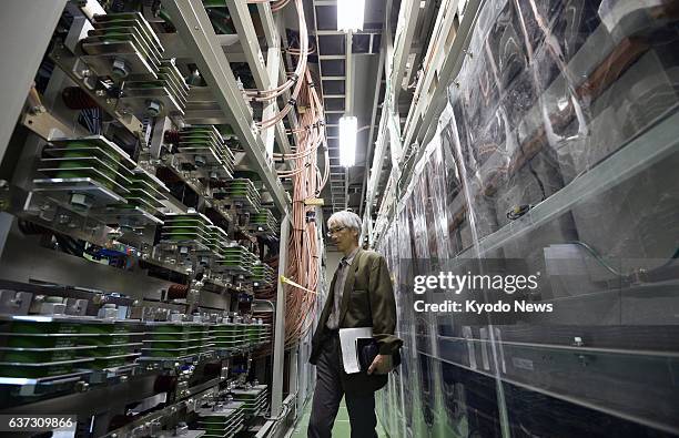 Toyonaka, Japan - The Center for Advanced High Magnetic Field Science at Osaka University's Graduate School of Science shows its large capacitor bank...