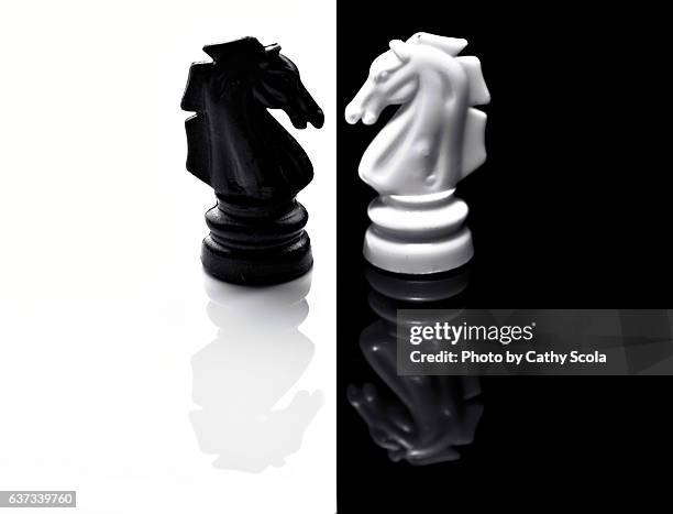 chess knights - confrontación fotografías e imágenes de stock