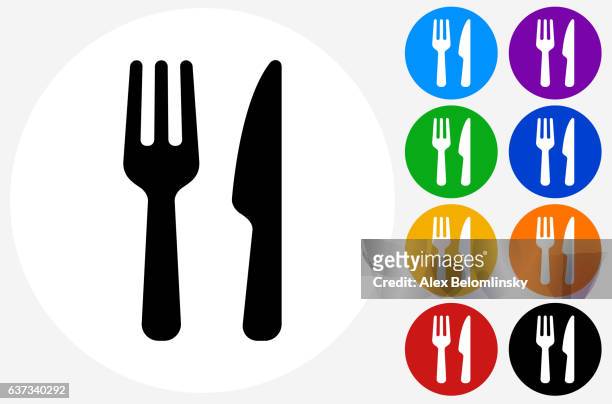 stockillustraties, clipart, cartoons en iconen met food utensils icon on flat color circle buttons - tafelmes