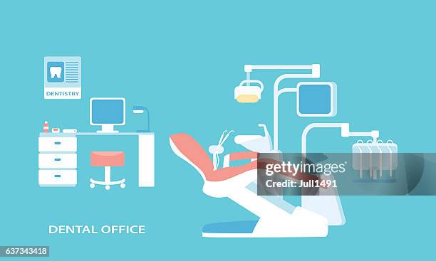 dental office advanced . flat design - dentist computer stock illustrations