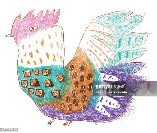 rooster drawing - kids art 幅插畫檔、美工圖案、卡通及圖標