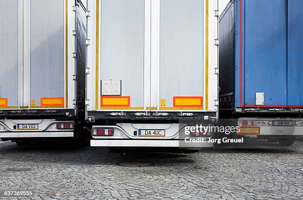 semi-trailer trucks - trucks in a row stock pictures, royalty-free photos & images