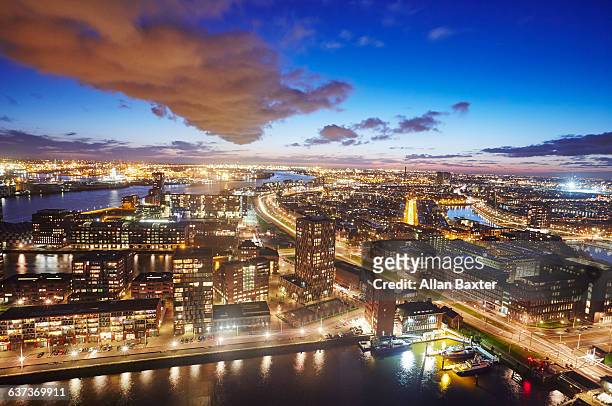 aerial view of schiedam district of rotterdam - nieuwe maas river stock pictures, royalty-free photos & images