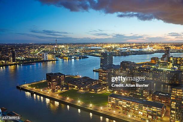 aerial view of schiedam district of rotterdam - nieuwe maas river stock pictures, royalty-free photos & images