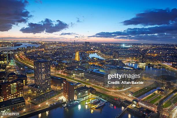 aerial view of schiedam district of rotterdam - nieuwe maas river stock pictures, royalty-free photos & images