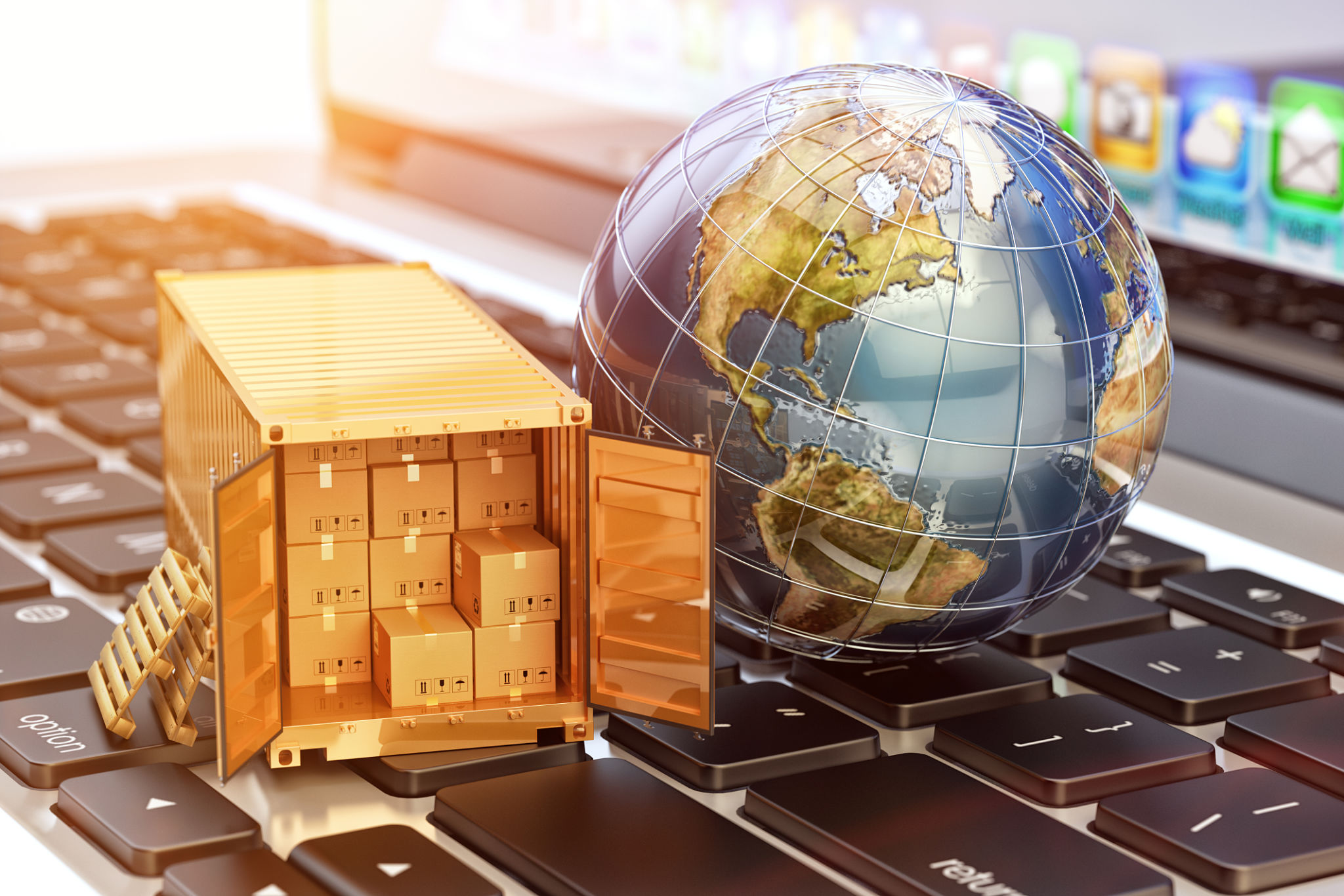 Internet shopping and e-commerce, package delivery concept Internet shopping and e-commerce, package delivery concept