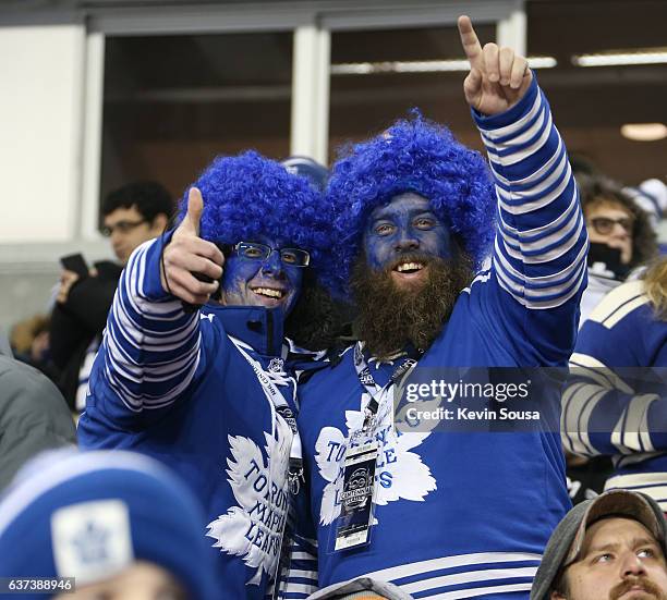 Toronto Maple Leafs fans give the thumbs up during the third period of the 2017 Scotiabank NHL Centennial Classic game against the Detroit Red Wings...