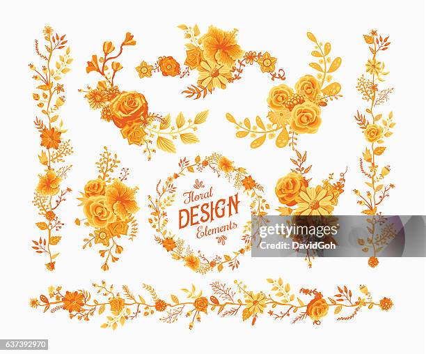 floral design elements - fall flowers stock illustrations