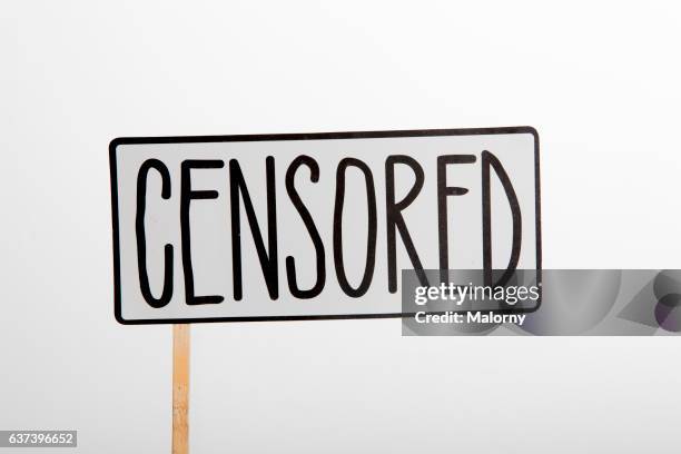 censorhip symbolized. sign: censored - media ban stockfoto's en -beelden