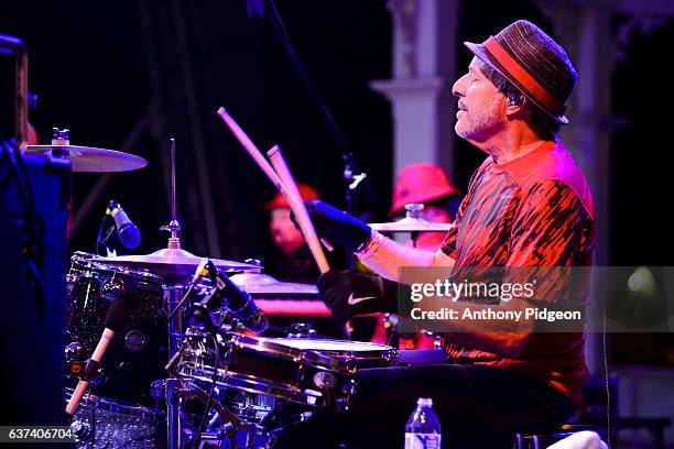 Drummer Greg Errico of The Family Stone performs onstage at the Vancouver Wine & Jazz Festival at Esther Short Park, Vancouver, Washington, USA on...