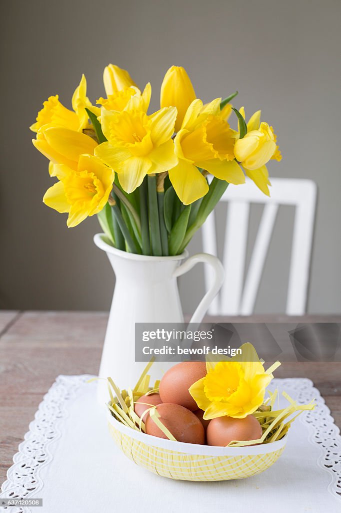 Daffodils in a jug - easter decoration