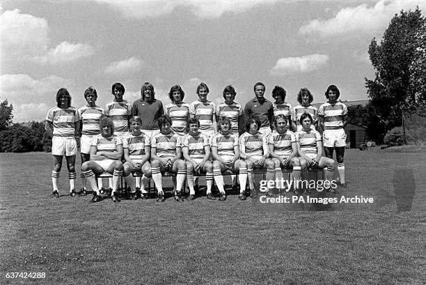 Queens Park Rangers team group: Don Shanks, Steven Perkins, Ernie Howe, Phil Parkes, Steven Jones, Billy Hamilton, Tommy Cunningham, Derek...
