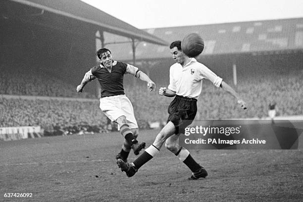 Aston Villa's Johnny Dixon fires in a shot