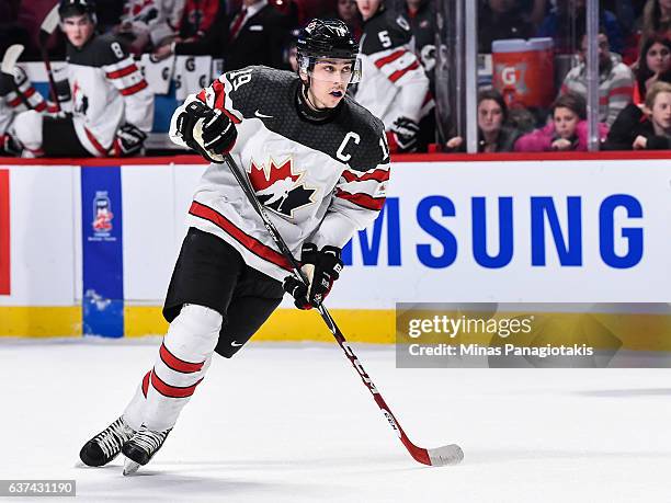 Dylan Strome of Team Canada skates during the 2017 IIHF World Junior Championship quarterfinal game against Team Czech Republic at the Bell Centre on...