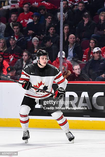 Mitchell Stephens of Team Canada skates during the 2017 IIHF World Junior Championship quarterfinal game against Team Czech Republic at the Bell...