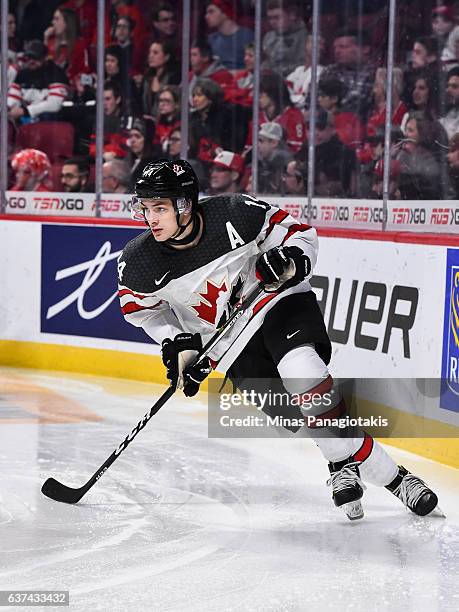 Mathew Barzal of Team Canada skates during the 2017 IIHF World Junior Championship quarterfinal game against Team Czech Republic at the Bell Centre...