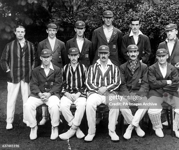 Middlesex, County Champions 1921: Richard Twining, Hugh Dales, Jack Hearne, Jack Durston, Arthur Tanner, Harry Lee; Patsy Hendren, Nigel Haig, Frank...