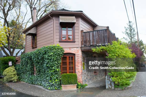 Facade of the French Laundry restaurant in Yountville, Napa Valley, California, operated by chef Thomas Keller and known for being one of the few...