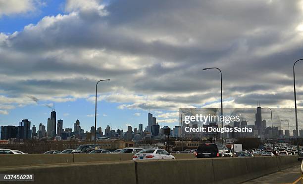 traffic jam on highway, chicago, illinois, usa - traffic jam in chicago stock pictures, royalty-free photos & images