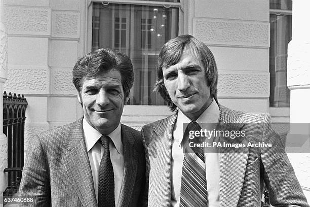 West Ham United's Billy Bonds with United manager John Lyall outside FA Headquarters after he received a severe reprimand for his disciplinary...