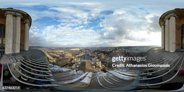 Panorama of St. Peter's Square in the Vatican City and Rome from the top of the cupola of St. Peter's Basilica on January 02, 2017 in Rome, Italy....