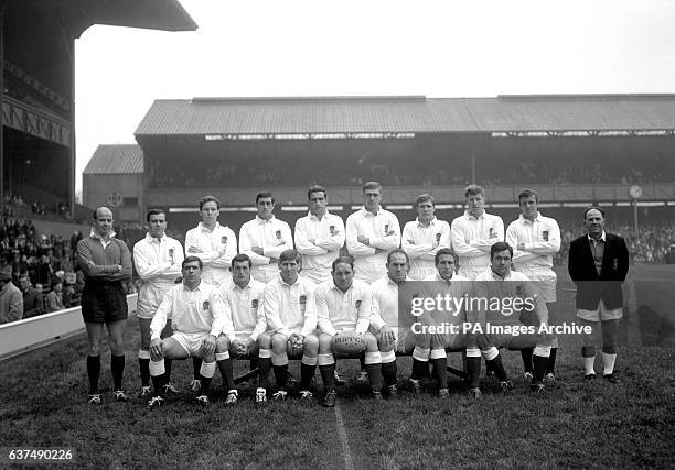 England team group D. C. J. McMahon , Don Rutherford, Robert Lloyd, George Sherriff, John Owen, Peter Larter, Rodney Webb, Bob Taylor, Keith Savage...