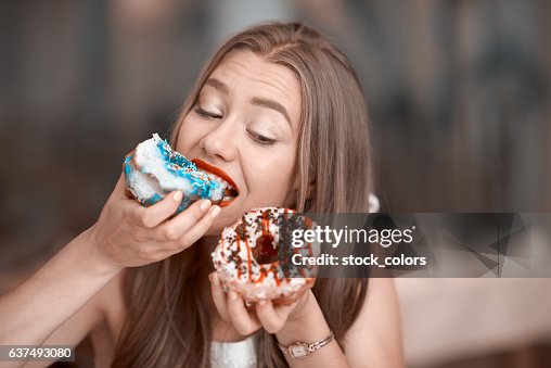 Eating delicious donuts Eating delicious donuts