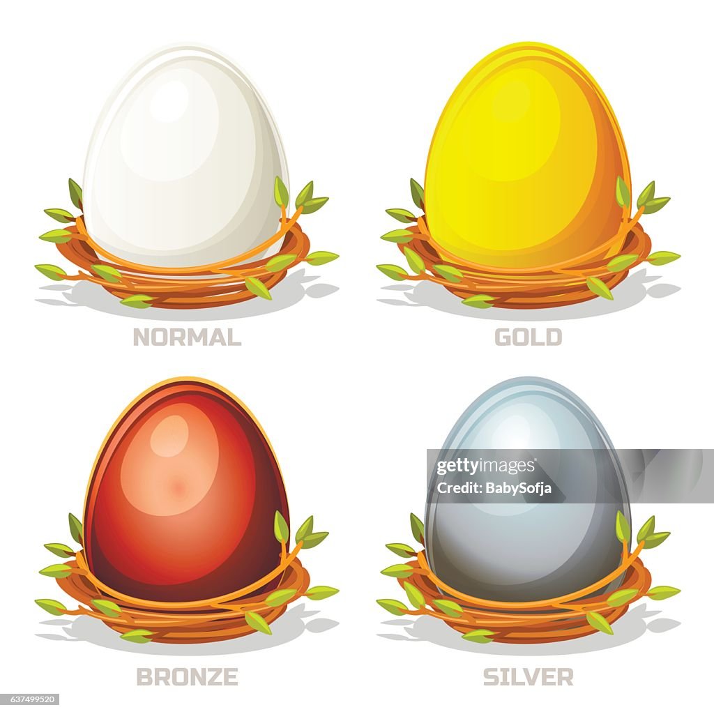 Dibujos Animados Divertidos De Colores Huevos En Los Pájaros Nido De  Ramitas Ilustración de stock - Getty Images