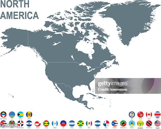 grey map of north america with flag against white background - jamaica v grenada stock illustrations