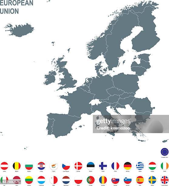 ilustrações de stock, clip art, desenhos animados e ícones de grey map of european union with flag against white background - mapa portugal