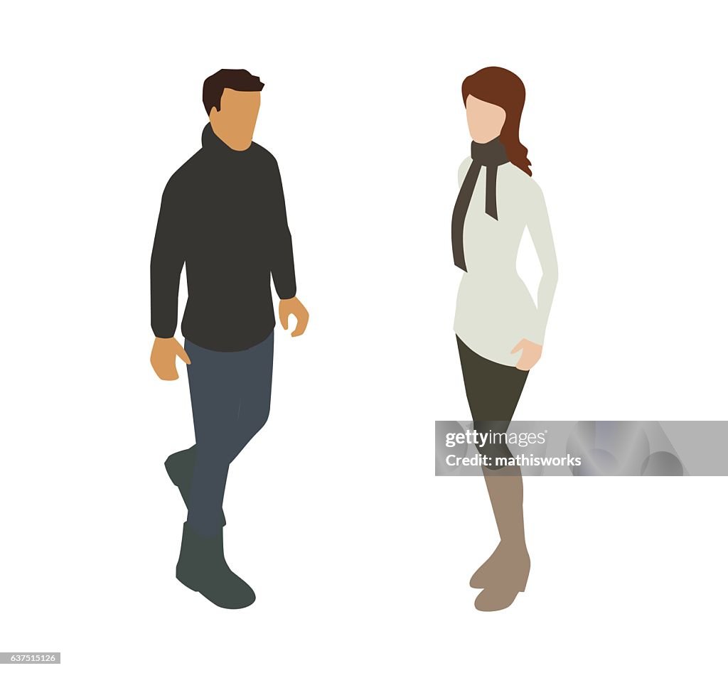 Couple in Warm Clothing Spot Illustration