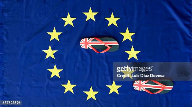 the brexit and the first steps to leave the european union - brexit illustration stock pictures, royalty-free photos & images