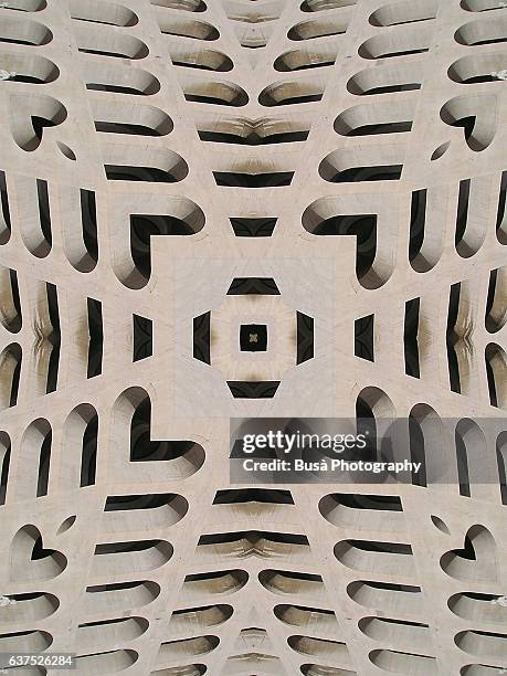 abstract image: kaleidoscopic image of palazzo della civiltà del lavoro, also called colosseo quadrato (square colosseum), in the eur quarter in rome, italy - quadrato stock pictures, royalty-free photos & images