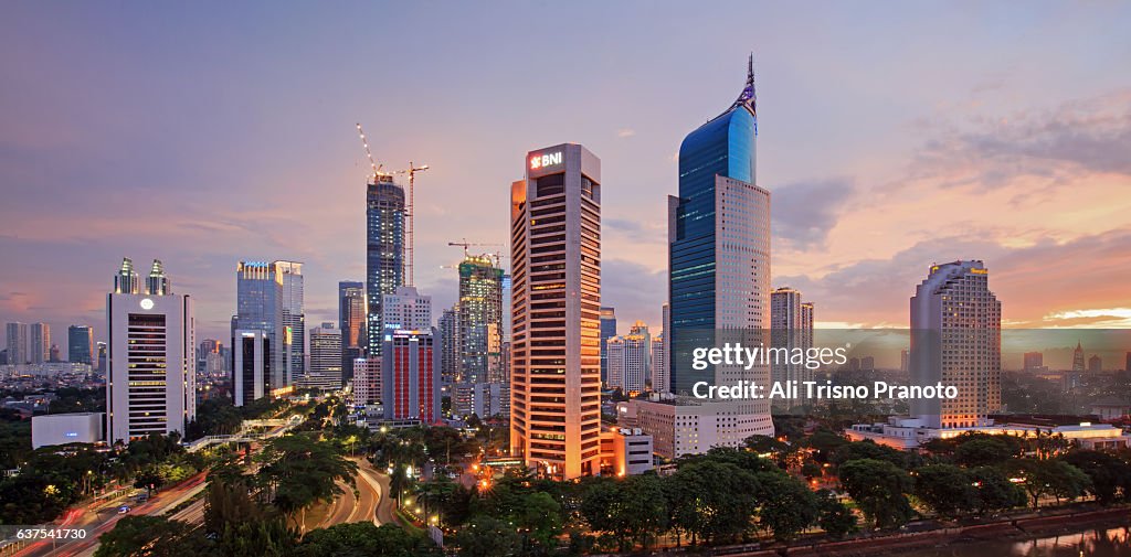 Sunset Over Jakarta Skyline Capital City Of Indonesia Jakarta Indonesia  High-Res Stock Photo - Getty Images