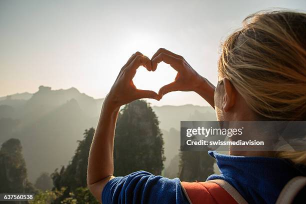 young woman loving nature - quartz sandstone stock pictures, royalty-free photos & images