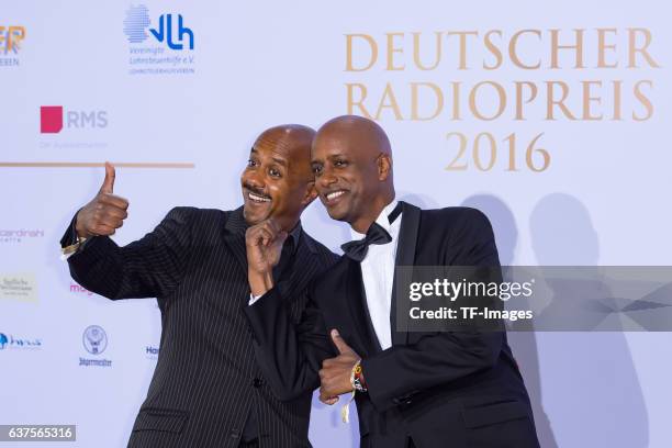 Yared Dibaba and Benjamin Dibaba attend the Deutscher Radiopreis 2016 on October 6, 2016 in Hamburg, Germany.