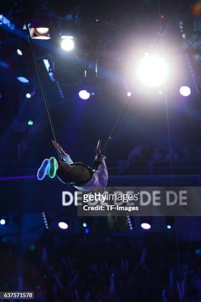Florian Silbereisen am Trapez perform during the taping of the show 'Schlagerboom - Das Internationale Schlagerfest' at Westfalenhalle on October 21,...