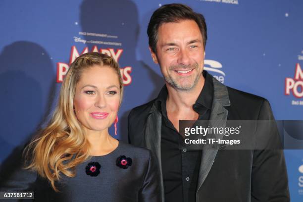 Ruth Moschner and Marco Schreyl attend the red carpet at the premiere of the Mary Poppins musical at Stage Apollo Theater on October 23, 2016 in...