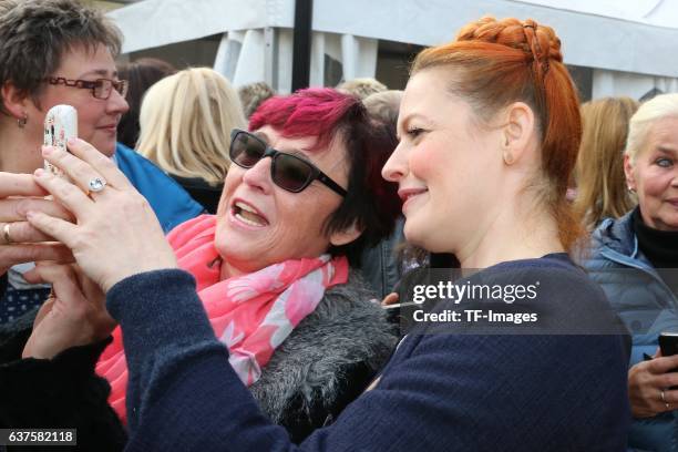 Selfie mit Fans, Enie van de Meiklokjes attend the opening of the City Outlet Geislingen on October 27, 2016 in Geislingen, Germany.