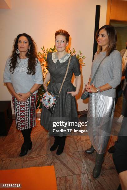 Christine Neubauer, Enie van de Meiklokjes, Jana Ina Zarella attend the opening of the City Outlet Geislingen on October 27, 2016 in Geislingen,...