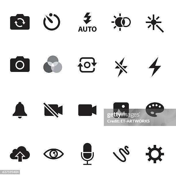 photography icon set - photograph icon stock illustrations