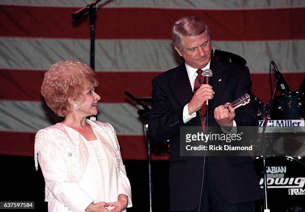 Rock and Roll, Country Music and Rockabilly Hall of Fame member Singer/Songwriter Brenda Lee and Georgia Governor Zell Miller attend fundraiser...