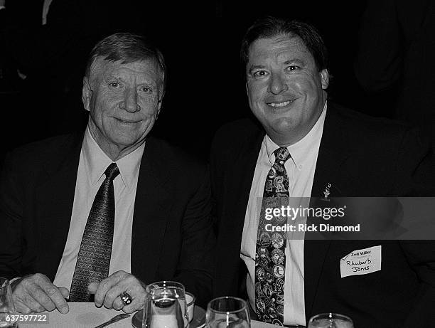 Mickey Mantle and Radio Personality Rhubarb Jones attend fundraiser hosted by Baseball Legends Hank Aaron And Mickey Mantle for Georgia Governor Zell...