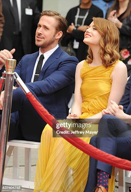 Actor Ryan Gosling and actress Emma Stone attend the Hand And Footprint Ceremony for Ryan Gosling and Emma Stone at the TCL Chinese Theatre IMAX on...