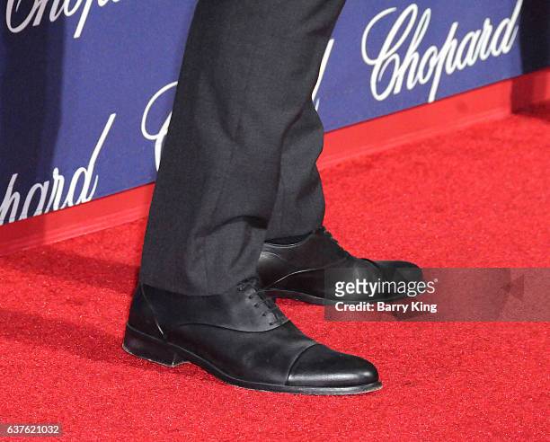 Actor Glen Powell, shoe detail,attends the 28th Annual Palm Springs International Film Festival Film Awards Gala at the Palm Springs Convention...